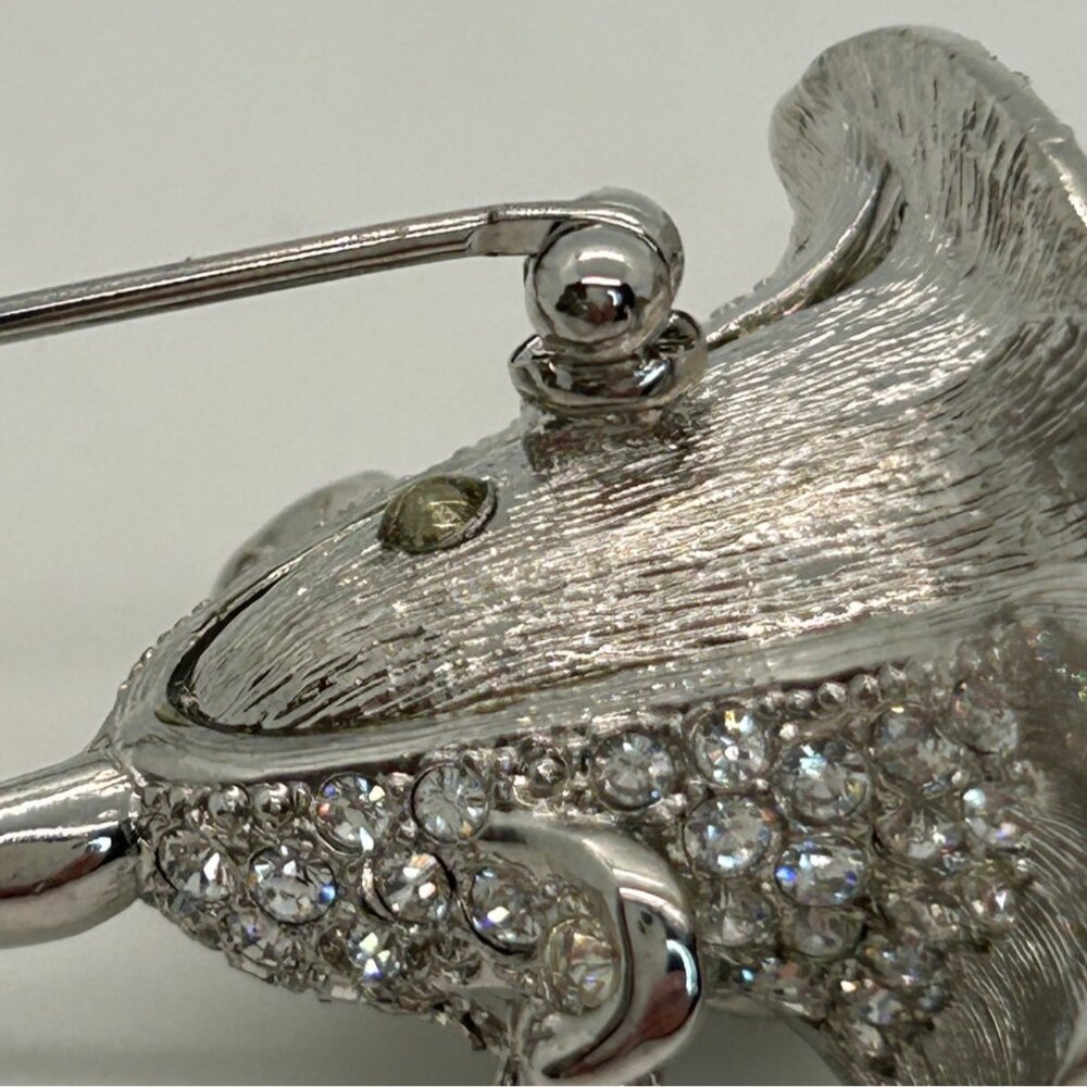 Nolan Miller Anniversary Rose Brooch Pin Pave Rhinestone Silver Tone Vintage - Picture 15 of 16